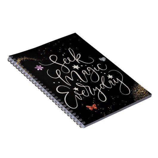 Seek Magic Every Day- Glitter Glam Notebook Notitieboek (Rechterzijde)