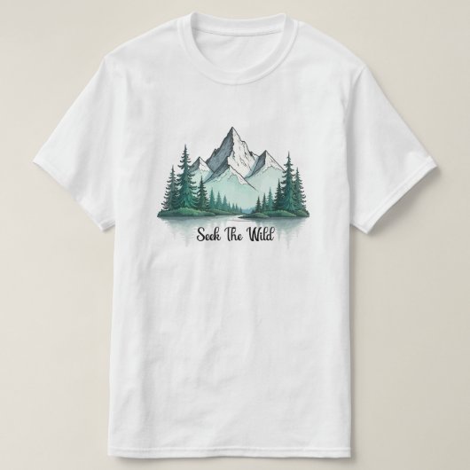 Seek The Wild" Mountain Landscape T-Shirt |  (Design devant)