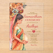 Seemantham Indian Baby shower Valaikappu Moeder Acryl Uitnodigingen (Voorkant)