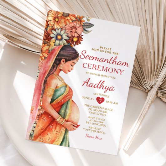 Seemantham Indian Baby shower Valaikappu Moeder Kaart