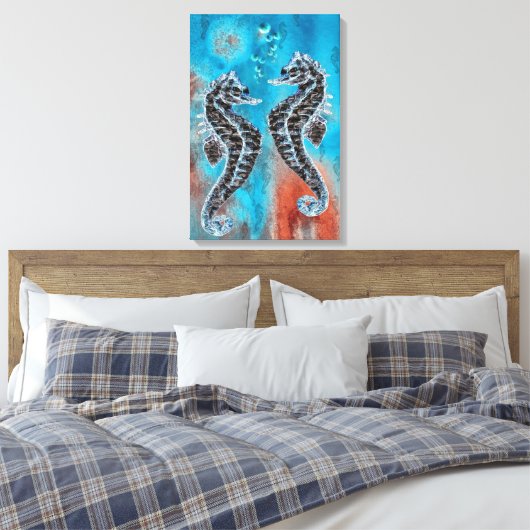 Seepferdchen - sea horse canvas afdruk (Insitu (Slaapkamer))