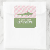 SEERSUCKER ALLIGATOR (ROZE) VIERKANTE STICKER (Tas)