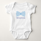 Seersucker Bow Stropdas Personalized Baby Boy Body Romper (Voorkant)