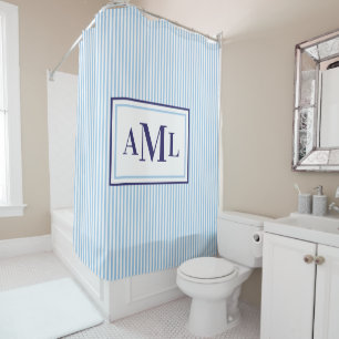 Seersucker Imprimer Monogramme Douche Rideau