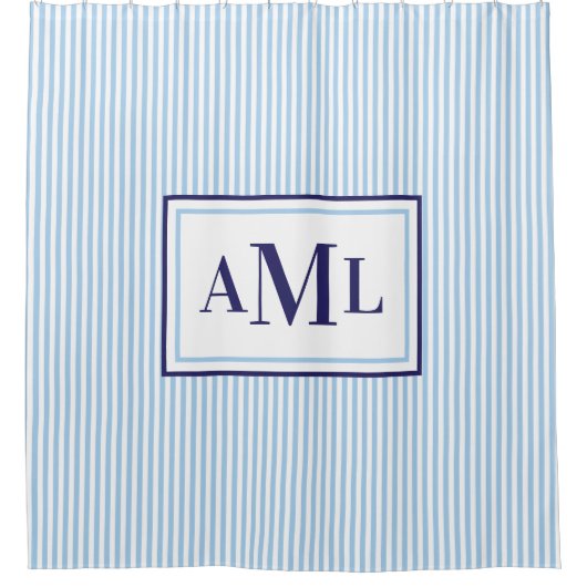 Seersucker Imprimer Monogramme Douche Rideau (Devant)