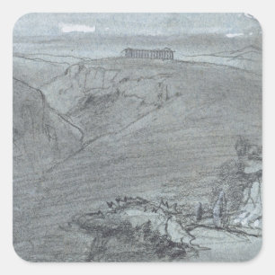 Segesta, uit de "Uitzichten van Sicilië" (alk & go Vierkante Sticker