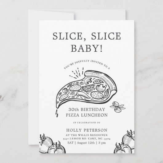 Segment, Slice-Baby | Pizza Thmed Birthday Luncheo Kaart (Voorkant)