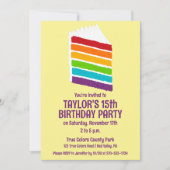 Segment van Rainbow Cake Custom Party Kaart (Voorkant)