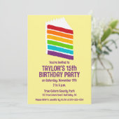 Segment van Rainbow Cake Custom Party Kaart (Staand voorkant)