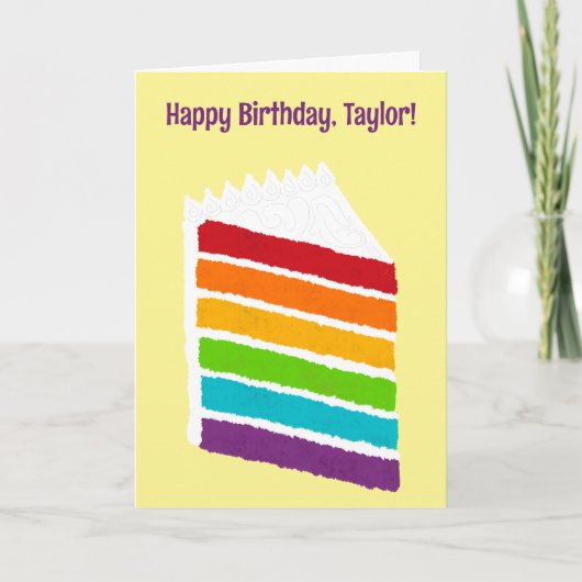 Segment van Rainbow Cake met aangepaste bericht Kaart (Voorkant)