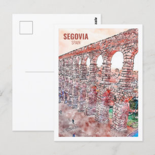 Segovia Spanje Beroemde Reizen Waterverf Schets Briefkaart
