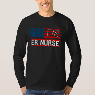 SEH-verpleegster Amerikaanse vlag ziekenhuis RN pe T-shirt