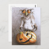 Sehr alte Halloween Vampir Eule Briefkaart (Voorkant / Achterkant)