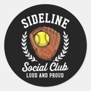 Seidene Sociale Club Softbal Handschoen Bal Trots Ronde Sticker