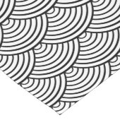 Seigaiha Black en White Japanese Wave Pattern Lange Tafelloper (Hoek)