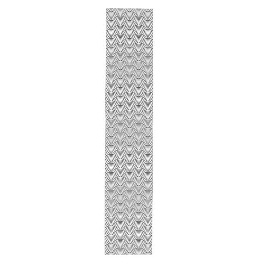 Seigaiha Black en White Japanese Wave Pattern Medium Tafelloper (Voorkant)
