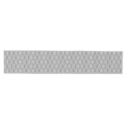 Seigaiha Black en White Japanese Wave Pattern Medium Tafelloper (Horizontaal)