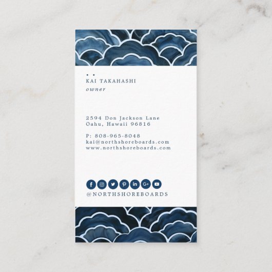 Seigaiha Blue Wave Pattern Visitekaartje (Achterkant)