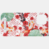 Seigaiha Floral Wave Pattern Koi Fish Monogram Case-Mate iPhone Case (Achterkant (horizontaal))