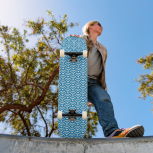 Seigaiha, Golven, Japans, Blauw en Wit Skateboard