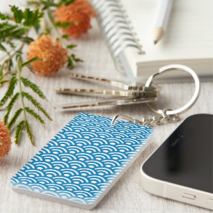 Seigaiha, Golven, Japans, Blauw en Wit Sleutelhanger