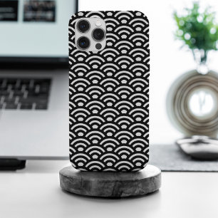 Seigaiha, Golven, Japans, Zwart en Wit iPhone 15 Pro Max Hoesje