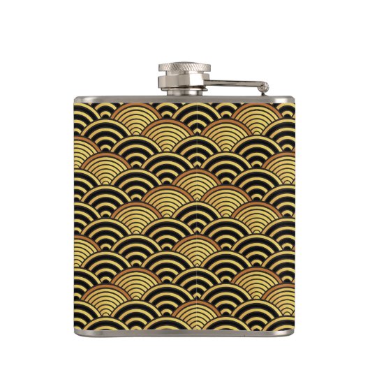 Seigaiha Japans golflengterpatroon Heupfles (Achterkant)