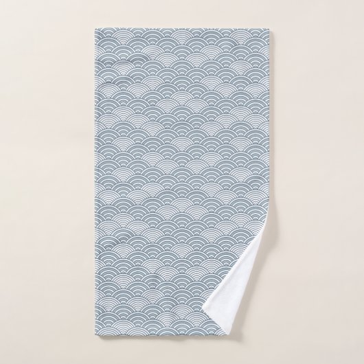 Seigaiha Ocean Waves Japonais Motif bleu (Serviette à main)