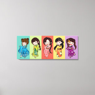 Seijin no Hi Kimono Girls Canvas Afdruk