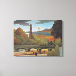 Seine en Eiffeltoren bij zonsondergang door Henri Canvas Afdruk