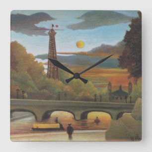 Seine en Eiffeltoren bij zonsondergang door Henri Vierkante Klok