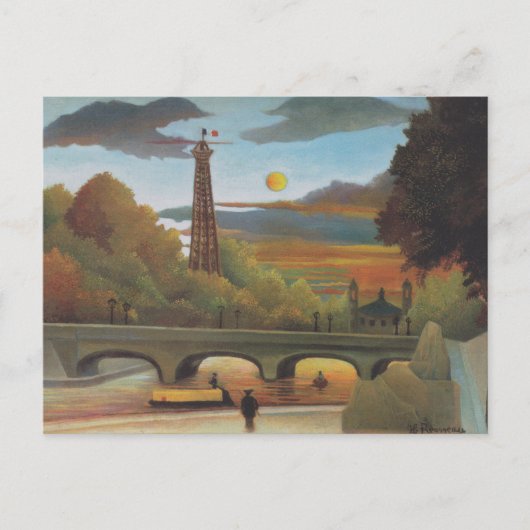 Seine- en Eiffeltoren op zonsondergang door Henri  Briefkaart (Voorkant)