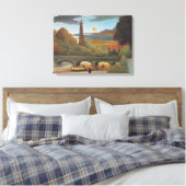 Seine- en Eiffeltoren op zonsondergang door Henri  Canvas Afdruk (Insitu (Slaapkamer))