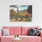 Seine- en Eiffeltoren op zonsondergang door Henri  Canvas Afdruk (Insitu (Woonkamer))