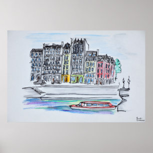 Seine River Ile Saint-Louis, Parijs Poster