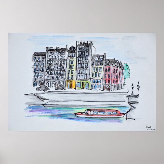 Seine River | Ile Saint-Louis, Parijs Poster (Voorkant)