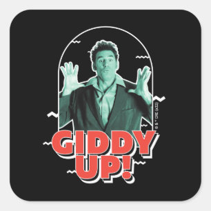Seinfeld   Kramer - Giddy Up! Vierkante Sticker