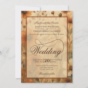 Seinna Boho Wilde Bloemen Fancy Script Bruiloft Kaart