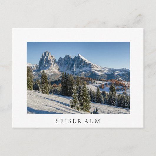 Seiser Alm paysage d'hiver blanc carte postale (Devant)