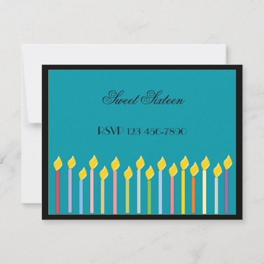 Seize bougies Invitation d'anniversaire (Dos)