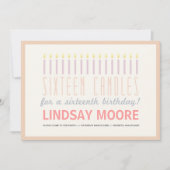 Seize bougies Invitation d'anniversaire (Devant)