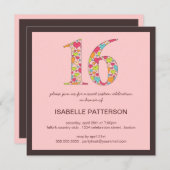 Seize de coeur doux 16 Invitation de fête (Devant / Derrière)