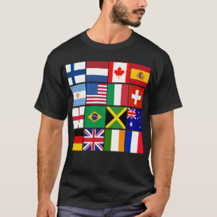 Seize drapeaux de beaucoup de T-shirts de nations,