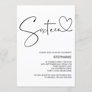 Seizième anniversaire : Invitations de coeur