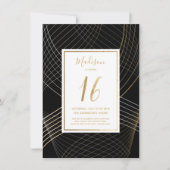 Seizième Invitation anniversaire - Noir, Or, Éléga (Devant)
