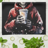 Seizoen Creepings Kerstmis Skelet Theedoek (Gevouwen)