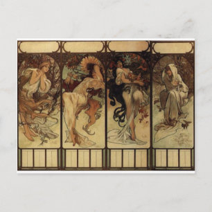 Seizoen door Alphonse Mucha Briefkaart