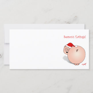 Seizoen Groeten (Eetbeurten) Varken Cartoon. Feestdagenkaart