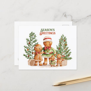 Seizoen Groeten Kerstmis Gingerbread Family Briefkaart