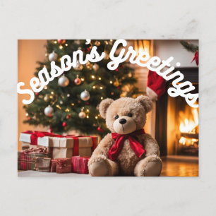 Seizoen Groeten Open haard Teddy Bear geschenken Feestdagenkaart
